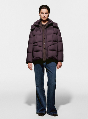 UR国内2025冬季女装气质简约连帽超宽松羽绒外套UWM150109