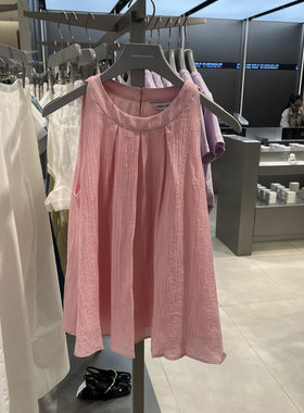 UR国内2025夏季女装时尚休闲宽松圆领无袖罩衫衬衫UYB250002