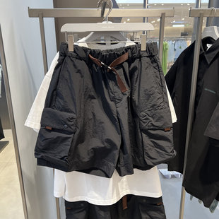 UR国内2025夏季男装潮流休闲超宽松插扣织带短裤UMV650059