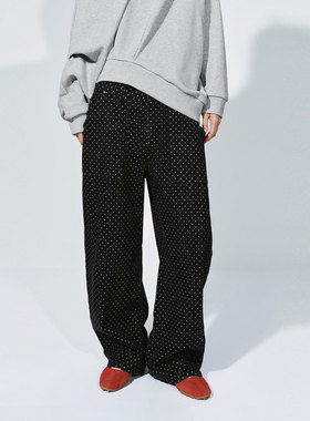 UR国内2025冬季新款女装潮流波点口袋弯刀牛仔长裤UYV860002