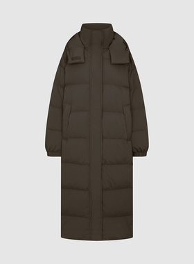 UR国内2025冬季女装时髦气质连帽绗缝长款羽绒服UWM150025