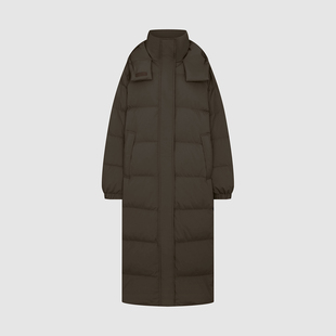 UR国内2025冬季女装时髦气质连帽绗缝长款羽绒服UWM150025