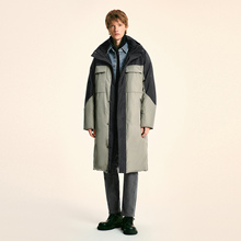 UR国内代购2024冬季男装时尚拼色多口袋宽松连帽羽绒服UMU140052