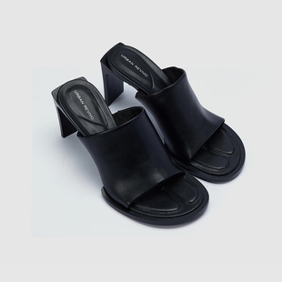 UAWS50083 圆头高跟拖鞋 UR国内2025秋季 女士时髦魅力都市经典