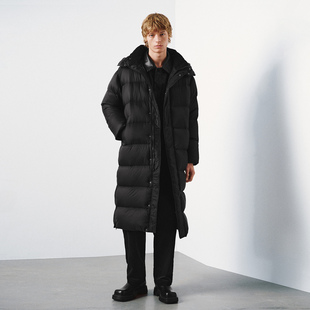 UR国内2025冬季男装百搭流光风气质连帽长款羽绒服UMM150017