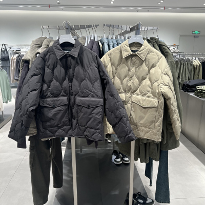 UR国内代购2024冬季男装衬衫式双口袋外套保暖羽绒服UMM140003