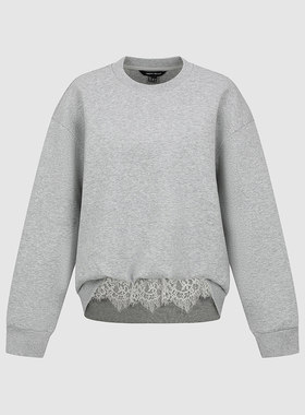 UR国内2025冬季新款女装潮流拼接蕾丝圆领宽松卫衣UWJ460010