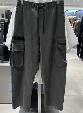 UR国内代购2024秋季男装潮流机能织带工装贴袋阔腿裤UMV640094