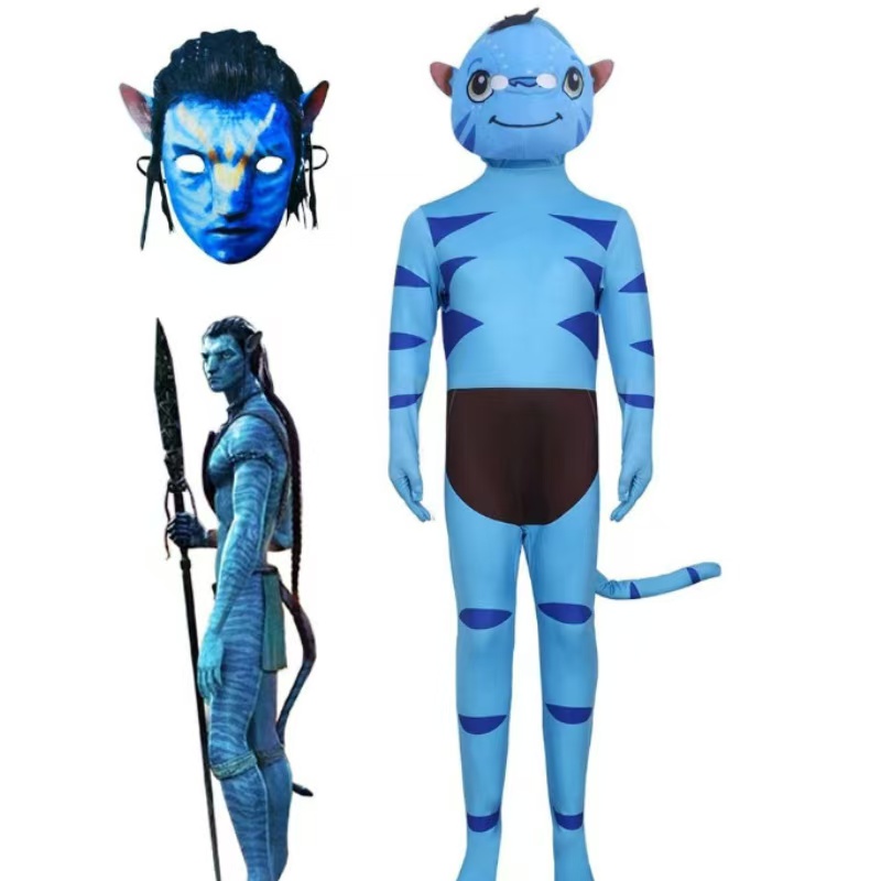 万圣节阿凡达2Avatar 儿童cosplay紧身连体衣儿童舞台角色扮演服