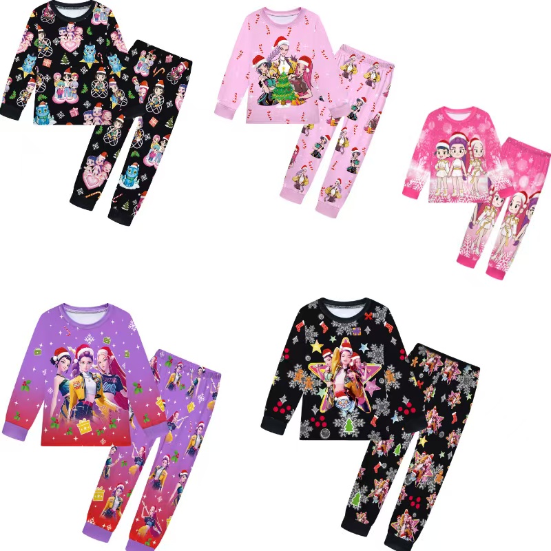 Kpop Demon Hunters猎魔女团长袖圣诞节cos服韩流巨星儿童套装