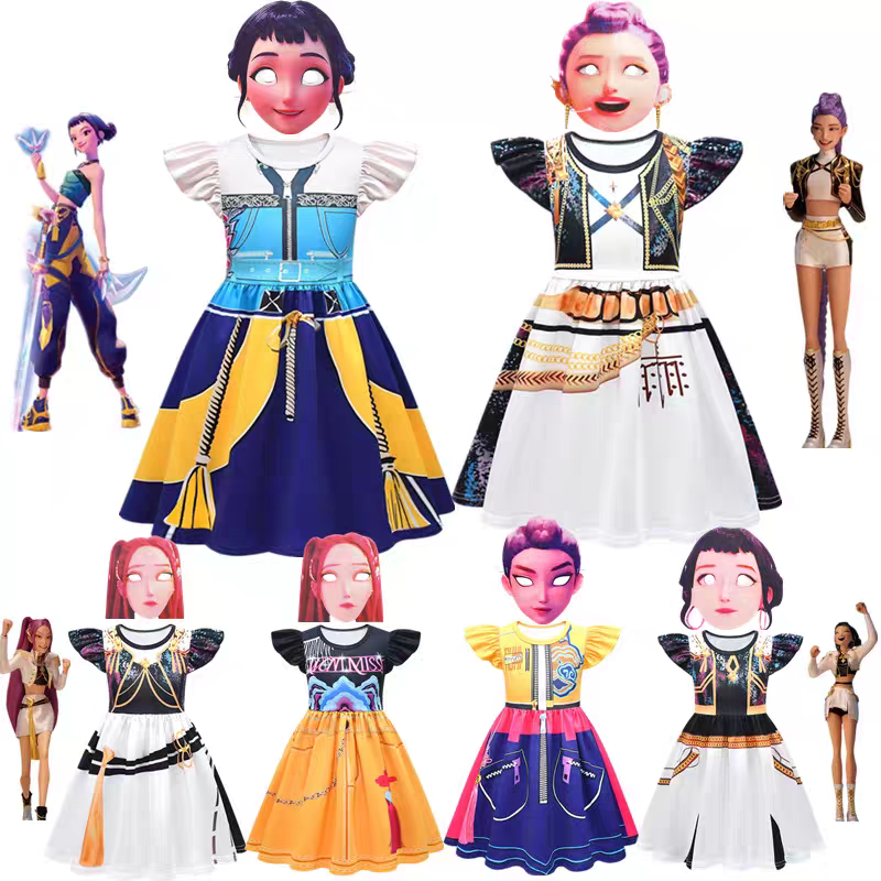 KPop猎魔女团服装女童连衣裙Mira Zoey鲁米rumi儿童万圣节cos衣服