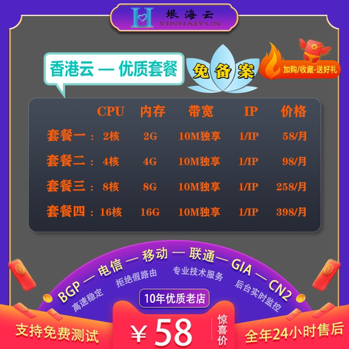 高防bgp服务器跨境电商台湾香港美国租用云主机站群裸金属物理机