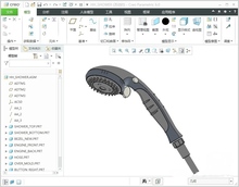 花洒模型Proe5.0模型带绘图步骤，Proe Creo三维模型设计素材