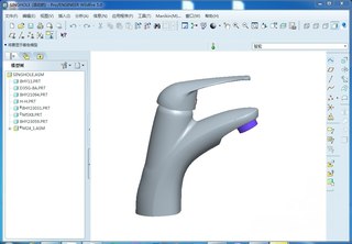 水龙头模型Proe5.0模型带绘图步骤，Proe Creo三维模型设计素材