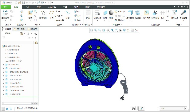 风扇2模型Proe5.0模型带绘图步骤，Proe Creo三维模型设计素材