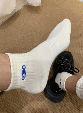 东大门新款男士袜子街头运动风刺绣字母GOOD束腰棉质低帮短筒袜子