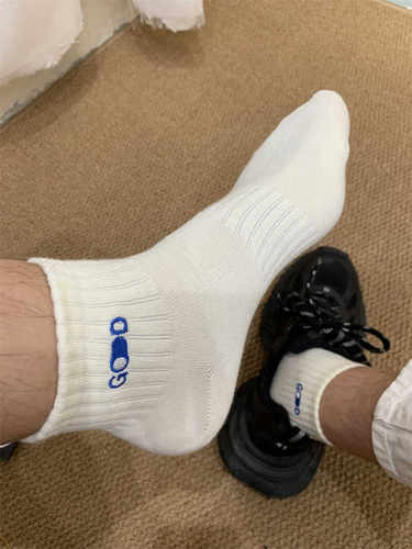 棉质新款刺绣字母男士袜子运动风