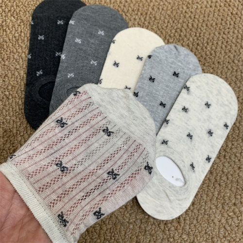 学院风夏季网眼透气女士船袜韩系网红蝴蝶结薄款无骨不掉跟隐形袜