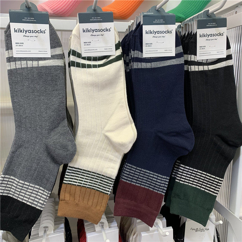 kikiyasocks韩国东大门男袜街头英伦风竖条纹棉质拼色条纹中筒袜,女士内衣/男士内衣/家居服,中筒袜,淘宝优惠券,粉丝福利购,淘宝优惠卷