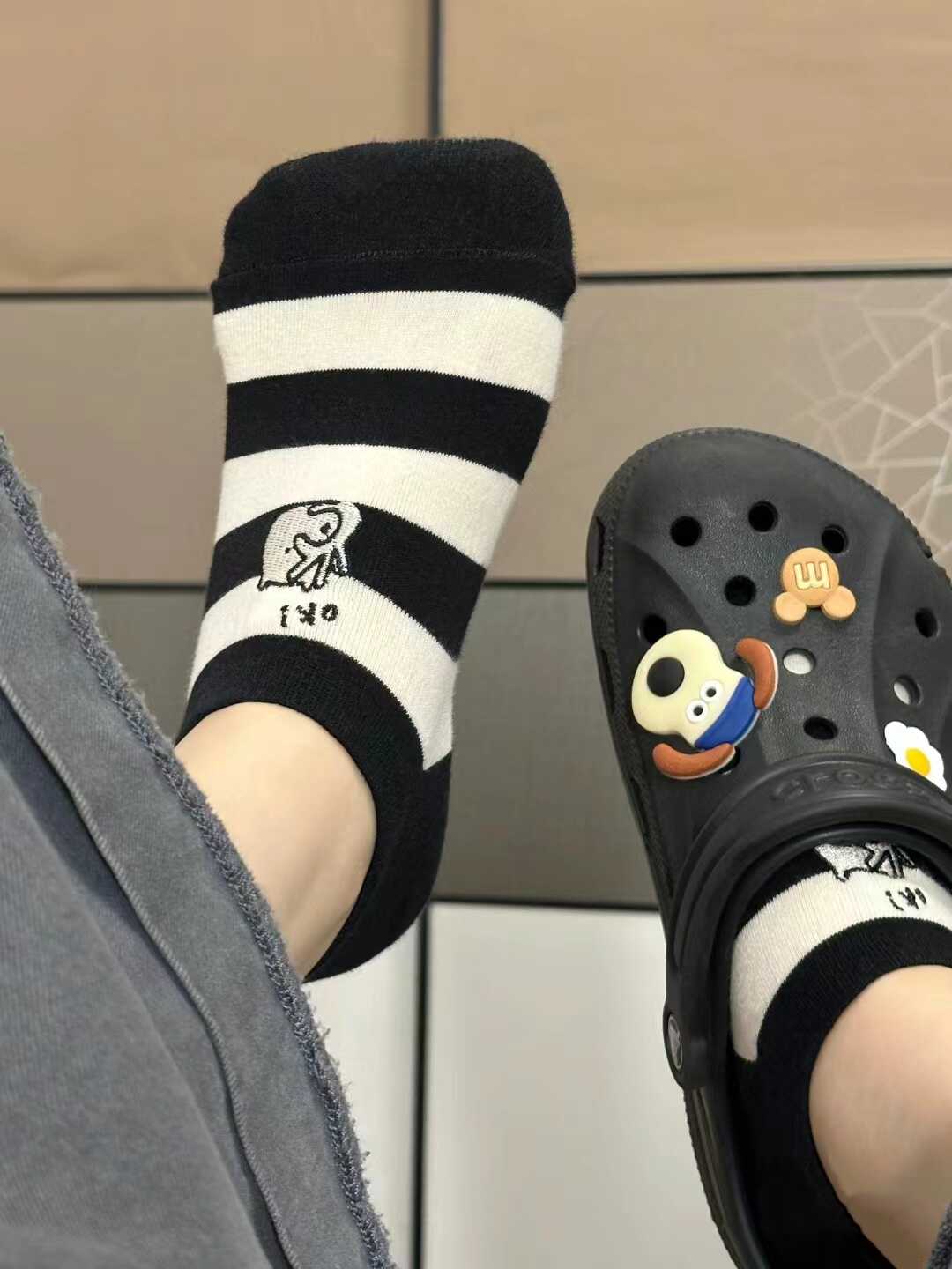 夏季新款网红款女士船袜韩东大门街头撞色条纹卡通小狗不掉跟短袜,女士内衣/男士内衣/家居服,船袜,淘宝优惠券,粉丝福利购,淘宝优惠卷