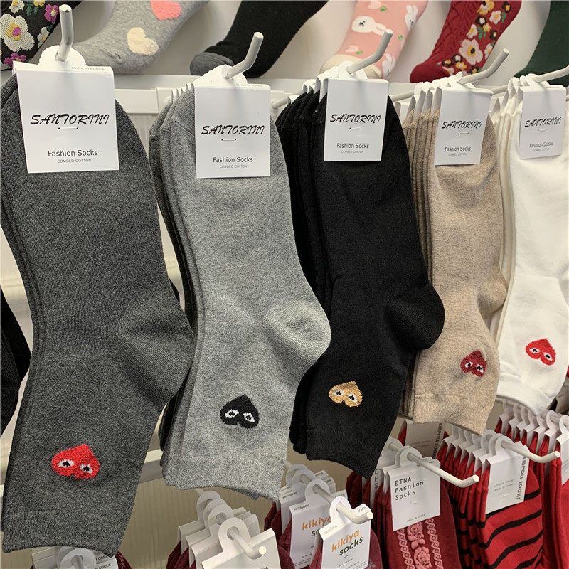 韩国女袜东大门代购新款袜子简约日系爱心中筒袜街头ins潮袜长袜,女士内衣/男士内衣/家居服,中筒袜,淘宝优惠券,粉丝福利购,淘宝优惠卷