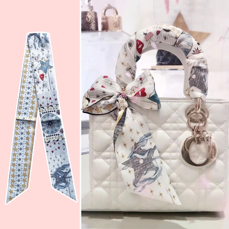 高端仿真丝巾托特灰色发带女绑发丝巾缠包丝带包包绑包手柄绑带