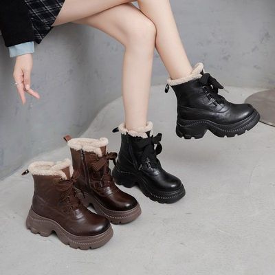 新款增高靴2025英伦短靴冬季头层