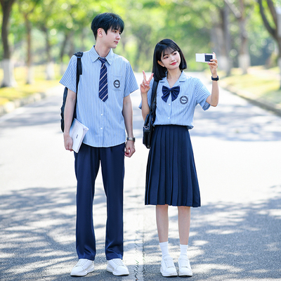 班服夏季初中生短袖衬衫女裙子JK制服套装高中学生运动会表演服装