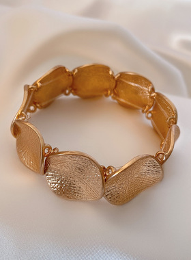 欧美简约褶皱几何圆片手链创意设