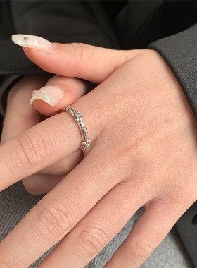 克克鸢尾开口戒指女轻奢复古风