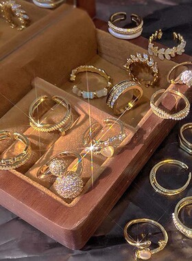 甜美精致锆石蝴蝶结花朵戒指时尚