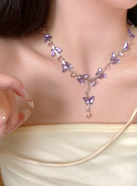 不规则蝴蝶吊坠项链颈链女轻奢小