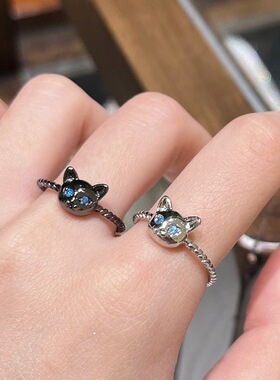 可爱猫咪戒指女款小众设计感