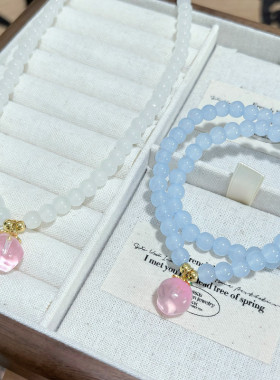 夏季女款小众设计高级感手链桃之夭夭蜜桃手串甜美风闺蜜饰品礼物