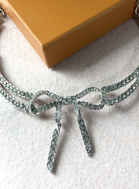 欧美时尚满钻蝴蝶结项链网红个性