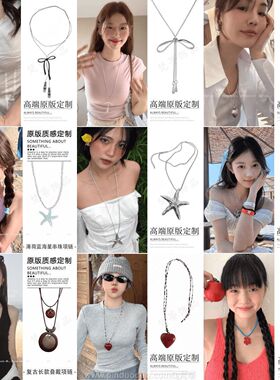 甜美简约抽拉蝴蝶结项链女韩系小
