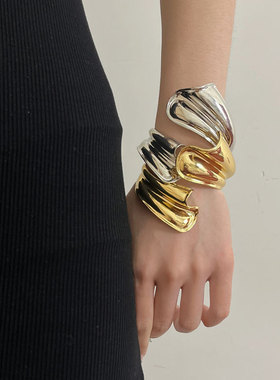 跨境飘带不规则镜面手镯轻奢高级