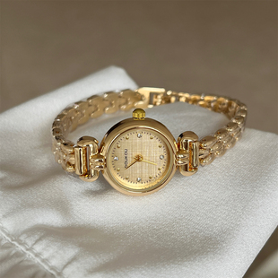 高级奢华圆形钻面手链手表女初高中生学生精致显白女士通勤职场表