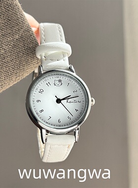 wuwangwa 考试专用手表女儿童女孩初高中生小清晰指针式简约皮带