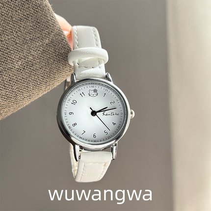 wuwangwa 考试专用手表女儿童女孩初高中生小清晰指针式简约皮带