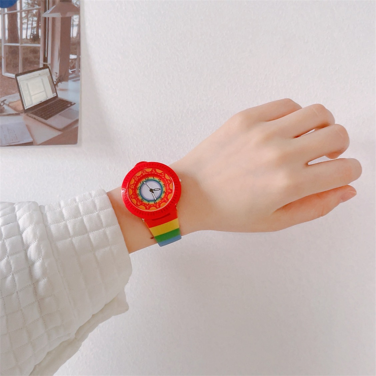 儿童卡通手表女孩只看时间中小学生防水防摔森系可爱考试用石英表