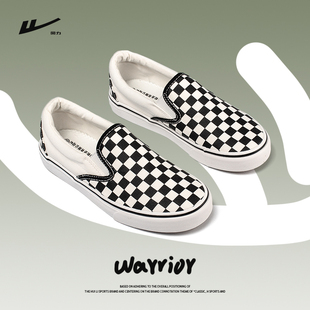 一脚蹬男女鞋 黑白格子帆布鞋 黑白棋盘格新品 懒人鞋 夏季 回力休闲鞋
