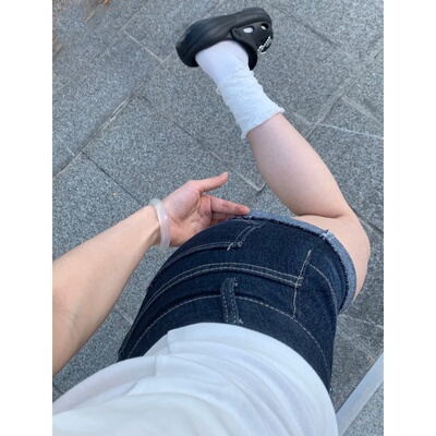 美式辣妹卷边牛仔短裤女2026夏季新款低腰修身显瘦弹力包臀热裤子