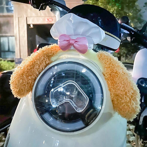 电动车车灯装饰贴可爱厨师狗可拆