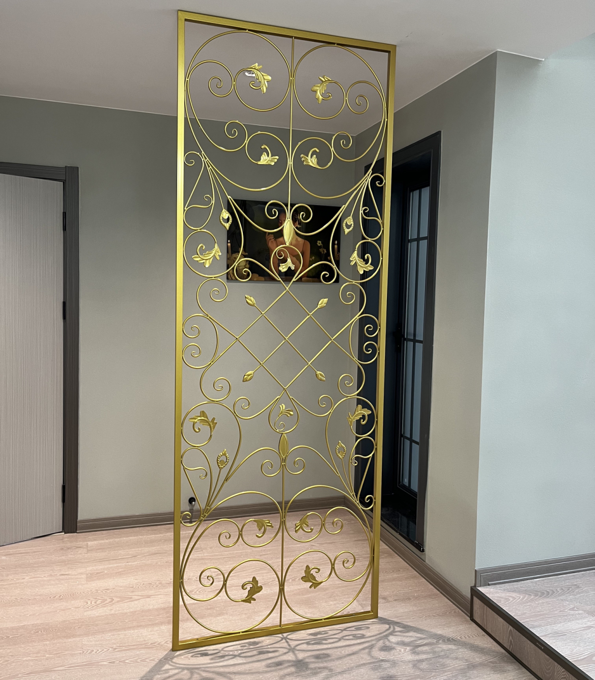 欧美中式铁艺隔断屏风玄关柜镂空客餐厅厨卫花窗婚庆酒店简约定制