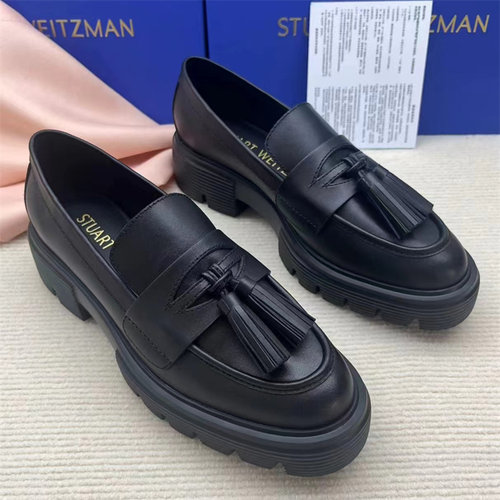 SW防滑粗跟乐福鞋欧美流苏女单鞋