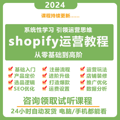 2024Shopify最新运营教程外贸自建站独立站搭建培训视频教学课程