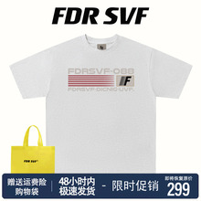 SVF国潮牌美式 复古字母短袖 T恤男女夏季 新款 高街情侣宽松上衣 FDR