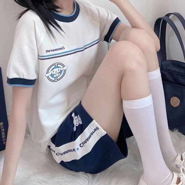 夏季可爱日系软妹学生运动服套装休闲运动套装