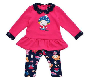 韩版冬季女童可爱娃娃领不倒绒套头T恤卫衣宝宝倍儿暖加绒裤套装